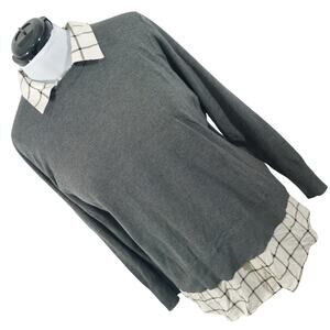 NWT@$80! TORRID! CHARCOAL GRAY SWEATER W/BUILT IN CREAM/BLACK BLOUSE, TOP! SZ 2X